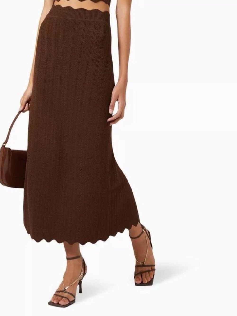 CLEA Tilda Scallop Midi Skirt in Green